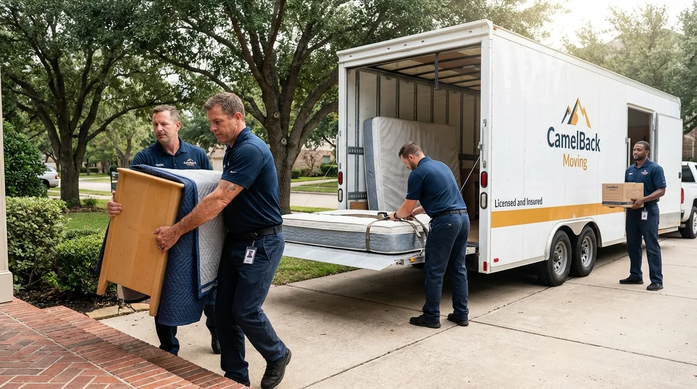 Crew loading residential truck for cross-state move from Oakdale, PA