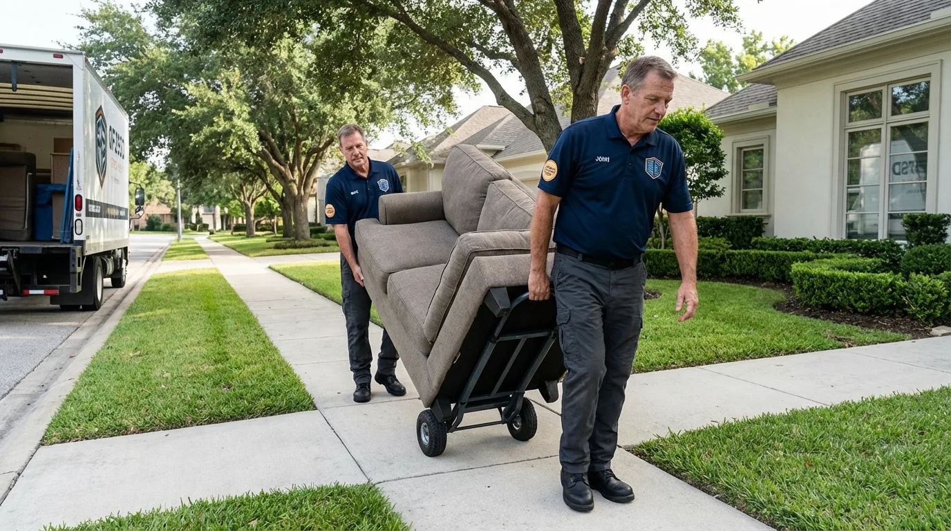 Local residential moving crew loading furniture in Oakdale, PA